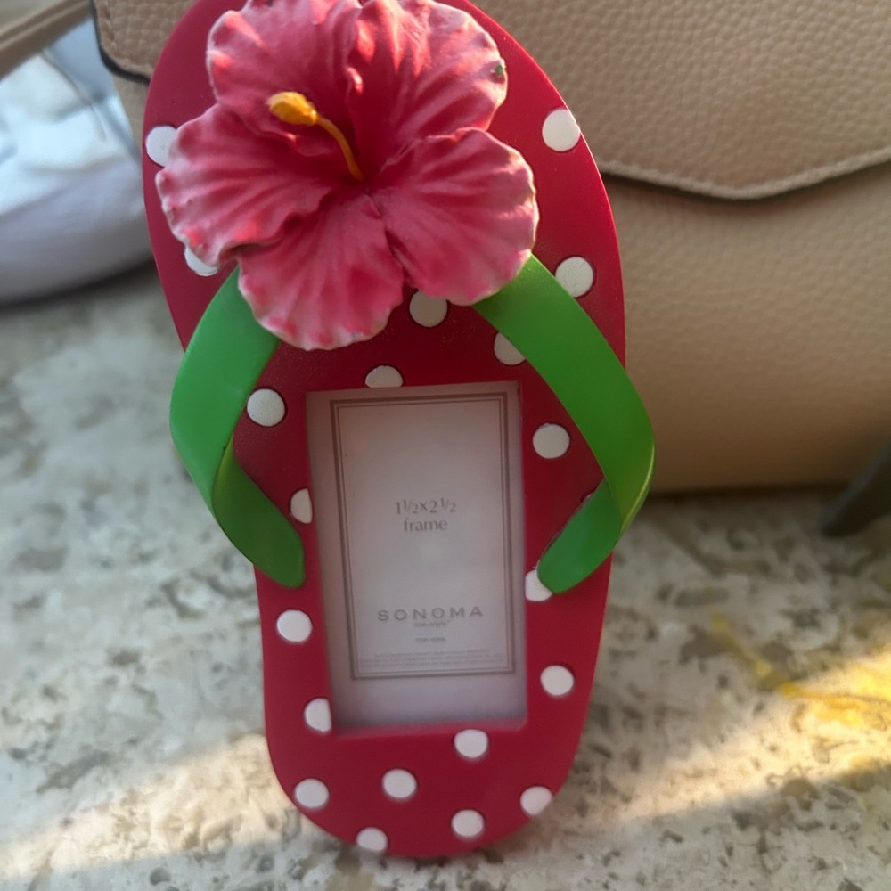 Sonoma Red Flip Flop Frame with Pink Flower